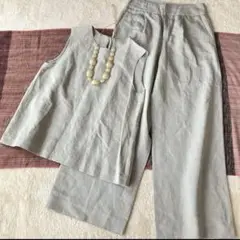トゥモローランド リネン レーヨン セットアップ ブラウス ワイドパンツ 36