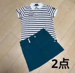 PEARLY GATE ゴルフウェアセット ストライプ ポロシャツ　スカート　1