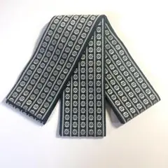 5k2070 角帯　絹　メンズ　男物　グレー　白　花柄　和装　着物