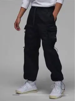 新品未使用 Jordan Balvin ブラック ワイドパンン カーゴパンツ 古着 JORDAN ジョーダン ジャンプマン 「AIR JORDAN」 刺しゅう