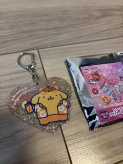 日焼け　ナイトパーティー　トレーディンググリッターキーホルダー　ポムポムプリン