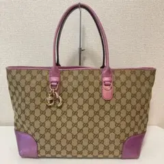 【GUCCI】トートバッグ★ レディース GG柄 キャンパス生地×レザー