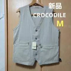 新品メンズ クロコダイル CROCODILE 前開き サッカー ジレ ベスト M