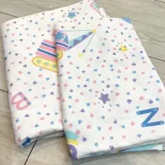 のりもの柄　キャンディ　ハート　メルヘン　パステルカラー　オックス　生地　2枚