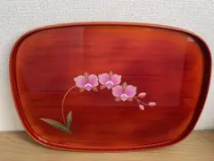 布袋小判盆　春慶　漆器　胡蝶蘭