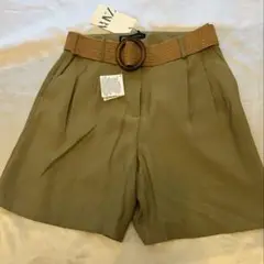 【ZARA】ベルト付きフルイドバミューダ S