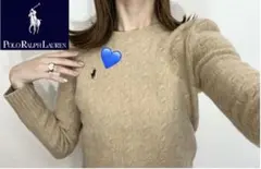 大人気♡ラルフローレン ケーブル編みニット　カシミヤ　ホース刺繍　キャメル