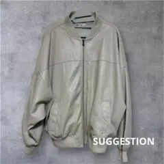 SUGGESTION クリーム色 レザー ジャケット Mサイズ