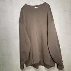 GU L ブラウン オーバーサイズ トレーナー シンプル ドロップショルダー
