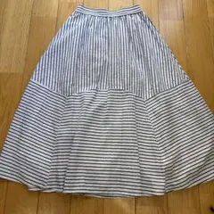 IN NATURAL ストライプ柄 フレアスカート フリー美品　サッカー生地