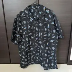 【美品】CAMP7 半袖シャツ 総柄シャツ・黒 アニマル