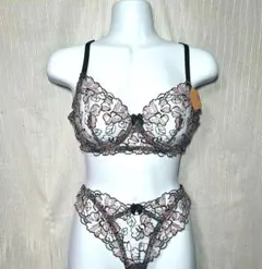 D75 花柄レース ブラジャーショーツセット B80 C80