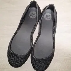 未使用☆zaxy−ザクシー グリッター メッシュラバーフラットシューズ 23㎝