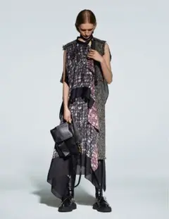 sacai サカイ 21ss ツイードプリント ワンピース