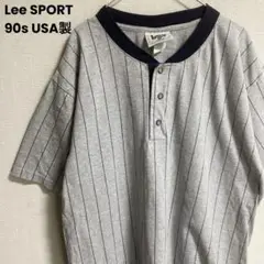 90s USA製 Lee SPORT ヘンリーネックTシャツ ピンストライプ