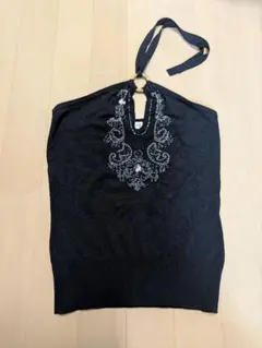 ブラック ホルターネック ビーズ刺繍　平成ギャル