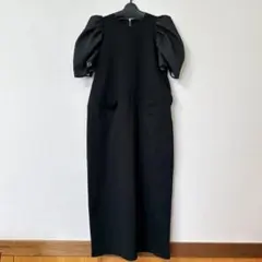 ヴェルフォンナ　黒 パフスリーブ ワンピース　ひフリーサイズ
