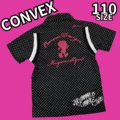 【キッズ110】半袖シャツ　CONVEX 黒・白ドット　ロックテイスト　ポップ