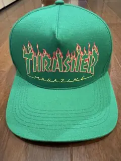 【極美品】　THRASHER フレイムロゴ グリーンキャップ　スラッシャー