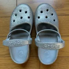 Crocs シルバー グリッター クロッグサンダル