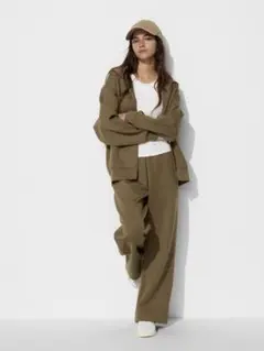 UNIQLO ドライスウェットワイドパンツ 3XL OLIVE 標準丈