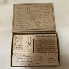 美品 木製スタンプセット 手書き風メッセージ
