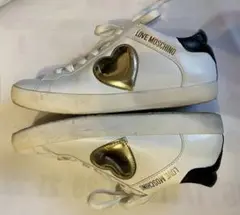 ＊LOVE MOSCHINO＊クリスタルハート レザー スニーカー Love Moschino Crystal Love Sneakers Donna Nero+Magenta+Nero