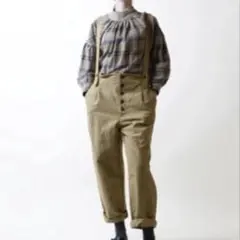 ▪️完売品▪️マガリ　フレンチリネン&コットン サスペンダーパンツ