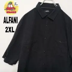 USA古着 ALFANI　半袖ボタンシャツ2XL　ブラック