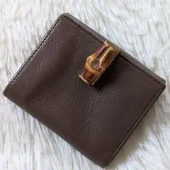 グッチ 折財布 バンブー ダークブラウン