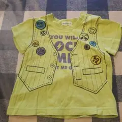 3can4on ライムグリーン ベスト風デザインTシャツ 80
