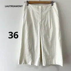 ロートレアモン　【36】ストライプ ガウチョパンツ 短めの丈カジュアル