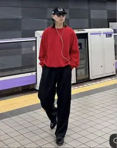 90s Russell 無地　スウェット　レッド　赤　美品　前V メキシコ