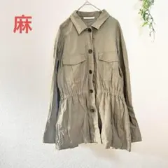 UNIQLO ユニクロ【L】コットンリネン長袖ブラウス チュニック 体型カバー