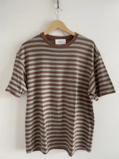美品 UNUSED アンユーズド 人気色ミント×ブラウンボーダーT size2