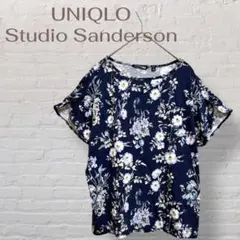 ★ユニクロスタジオサンダーソン★Tシャツ カットソー ネイビー 花柄 フレア袖