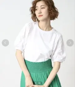 grove ギャザーボリュームスリーブプルオーバー　カットソー　白Tシャツ