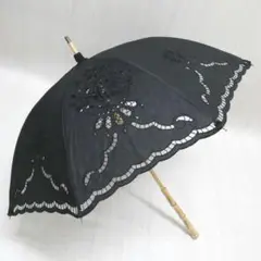 KEITAMARUYAMA ケイタマルヤマ 刺繍 レース 日傘 長傘 ブラック