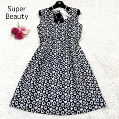 Super Beauty ワンピース ジャガード ブローチ ファー リボン 40
