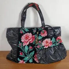 FEILER フェイラー レディース トートバッグ ポーチ付き 花柄 ブラック