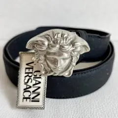 極美品　GIANNI VERSACE クロコ　メデューサ　4連　レザーベルト 黒 美品✨ジャンニヴェルサーチ ベルト メデューサ クロコ型押し 4