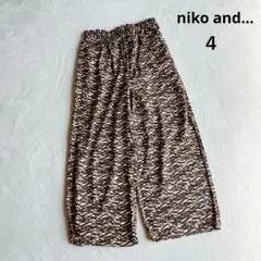 【ニコアンド】ワイドパンツ イージーパンツ (４) 総柄 ブラウン