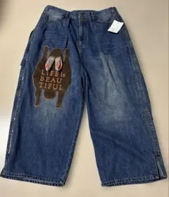 本日お値下げ終了します　rbtxcoビッグバギーデニム・ラビット