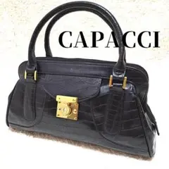 【美品】CAPACCI　トートバッグ　ハンドバッグ　フォーマルバッグ　クロコ　黒