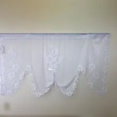 ホワイト花柄刺繍レースカフェカーテン