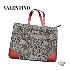 Valentino トートバック ヒョウ柄 赤 レッド クロコ