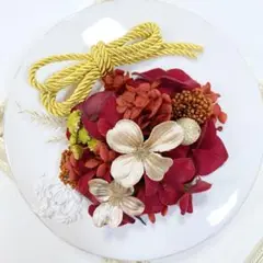 N★成人式 卒業式髪飾り ブライダル前撮り red紫陽花brown