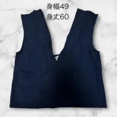ベストジレVネック ポケット付き ブラック
