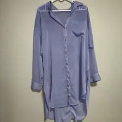薄紫のシフォン風長袖シャツ