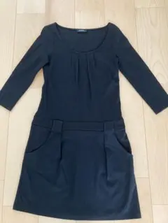 MAX&Co. ブラック ひざ丈ワンピース 七分袖 ポケット付き 美品